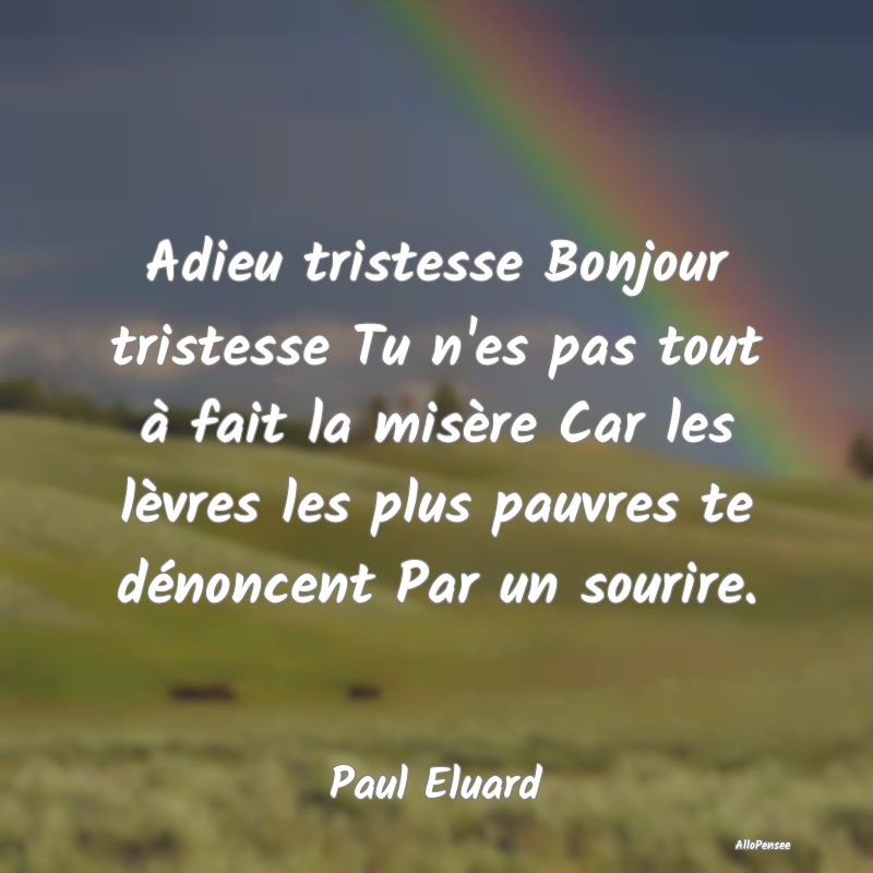 Adieu tristesse Bonjour tristesse Tu n