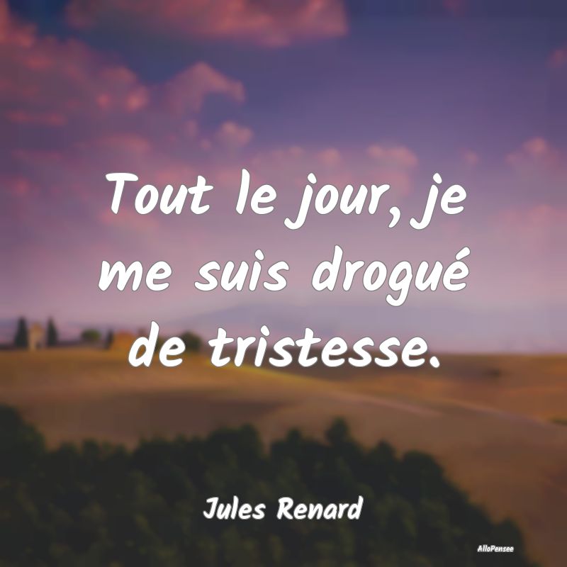 Tout le jour, je me suis drogué de tristesse.