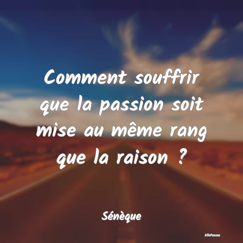 Comment souffrir que la passion soit mise au même rang que la raison ?