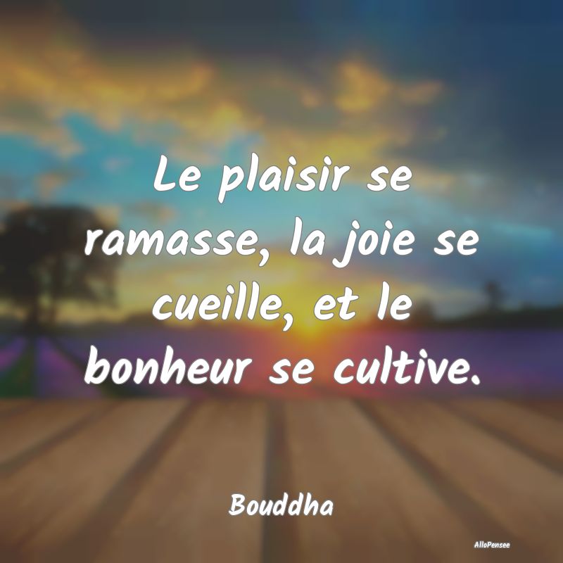 Le plaisir se ramasse, la joie se cueille, et le bonheur se cultive.
