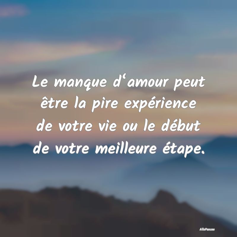 Le manque d‘amour peut être la pire expérience de votre vie ou le début de votre meilleure étape.