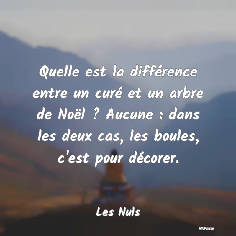 Quelle est la différence entre un curé et un arbre de Noël ? Aucune : dans les deux cas, les boules, c
