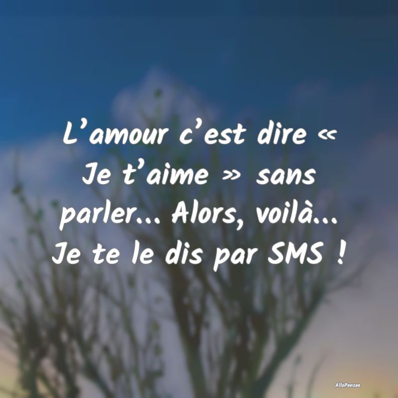L’amour c’est dire « Je t’aime » sans parler… Alors, voilà… Je te le dis par SMS !