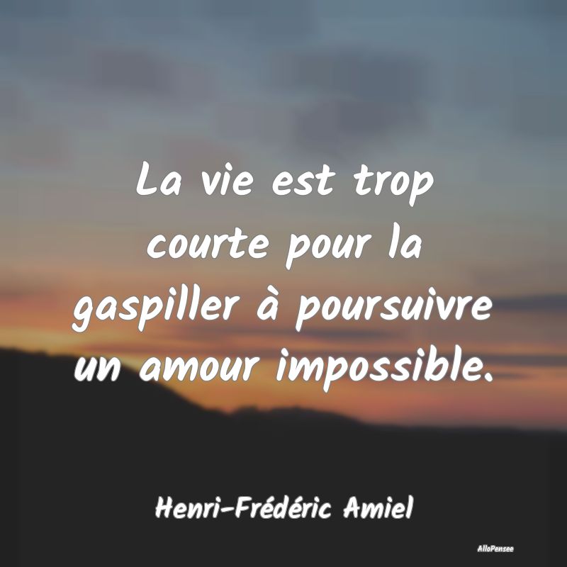 La vie est trop courte pour la gaspiller à poursuivre un amour impossible.
