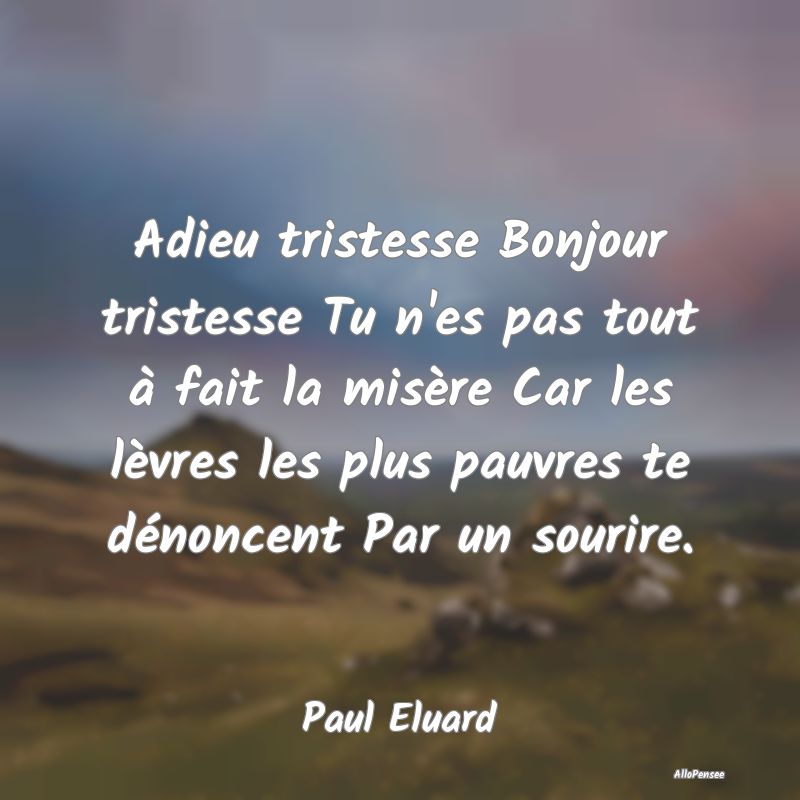 Adieu tristesse Bonjour tristesse Tu n