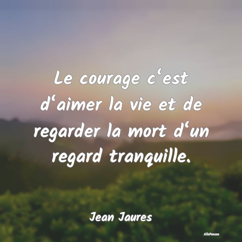 Le courage c‘est d‘aimer la vie et de regarder la mort d‘un regard tranquille.