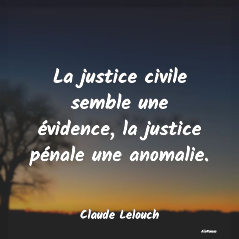 La justice civile semble une évidence, la justice pénale une anomalie.