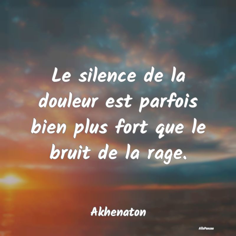 Le silence de la douleur est parfois bien plus fort que le bruit de la rage.