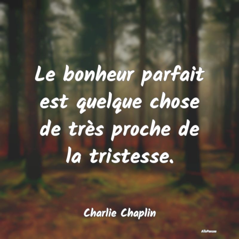 Le bonheur parfait est quelque chose de très proche de la tristesse.