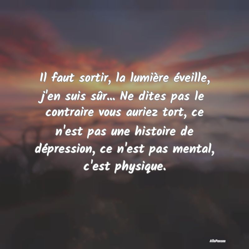 Il faut sortir, la lumière éveille, j