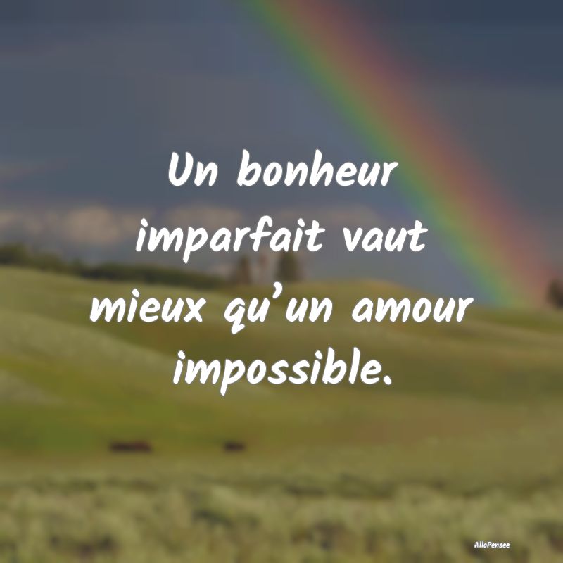Un bonheur imparfait vaut mieux qu’un amour impossible.