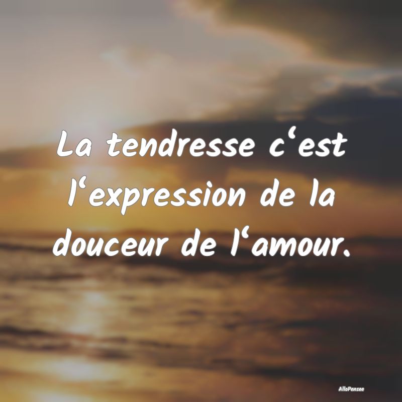 La tendresse c‘est l‘expression de la douceur de l‘amour.