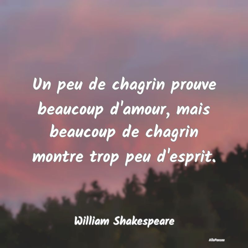 Un peu de chagrin prouve beaucoup d