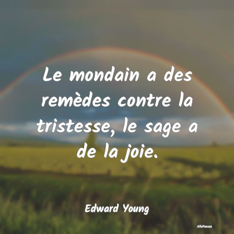 Le mondain a des remèdes contre la tristesse, le sage a de la joie.