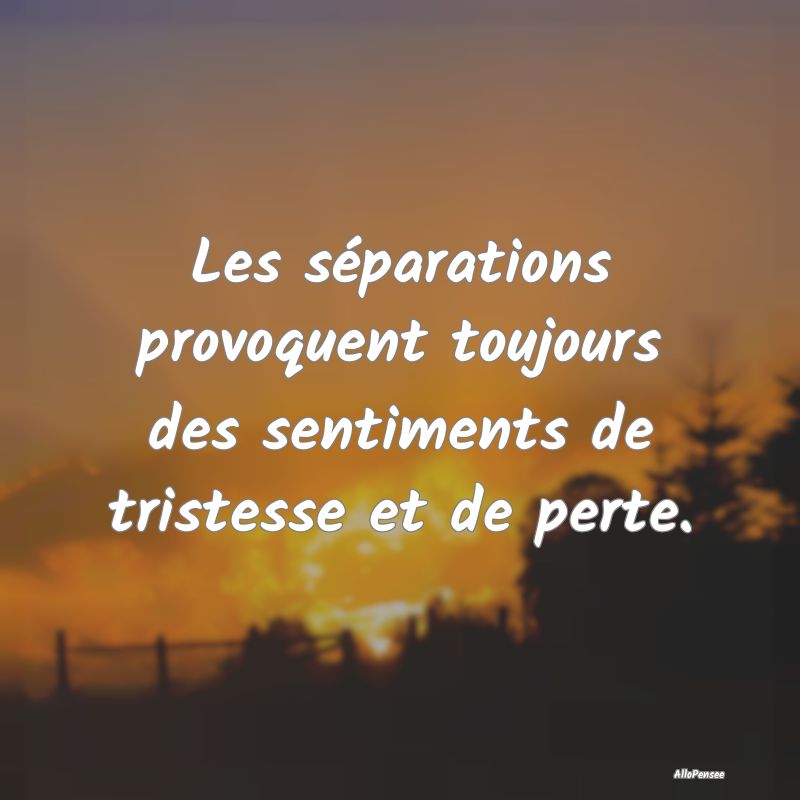 Les séparations provoquent toujours des sentiments de tristesse et de perte.