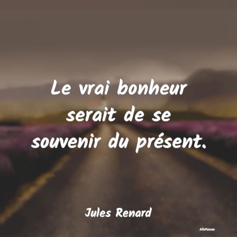 Le vrai bonheur serait de se souvenir du présent.