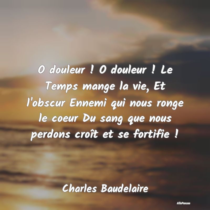 O douleur ! O douleur ! Le Temps mange la vie, Et l