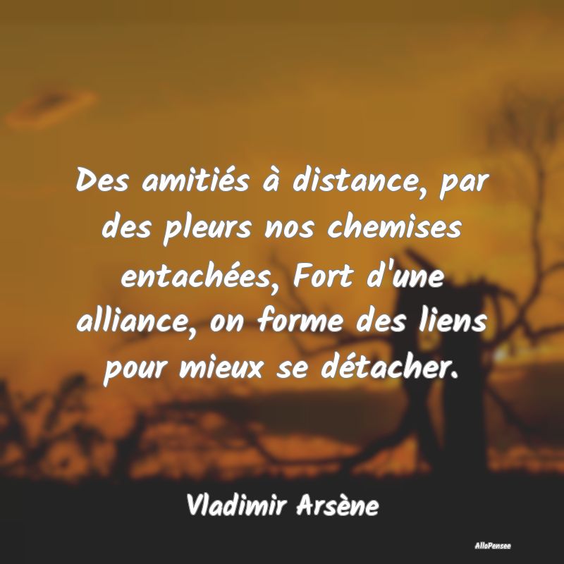 Des amitiés à distance, par des pleurs nos chemises entachées, Fort d