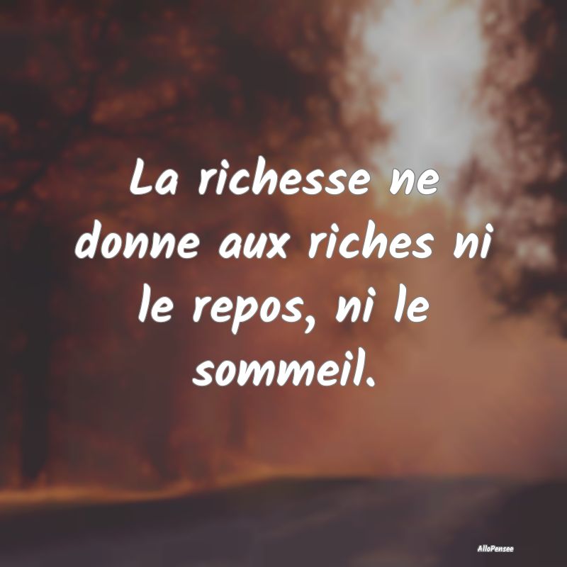La richesse ne donne aux riches ni le repos, ni le sommeil.