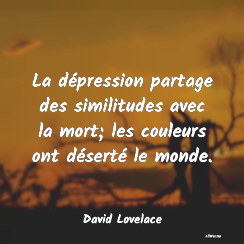 La dépression partage des similitudes avec la mort; les couleurs ont déserté le monde.