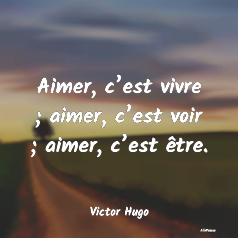 Aimer, c’est vivre ; aimer, c’est voir ; aimer, c’est être.