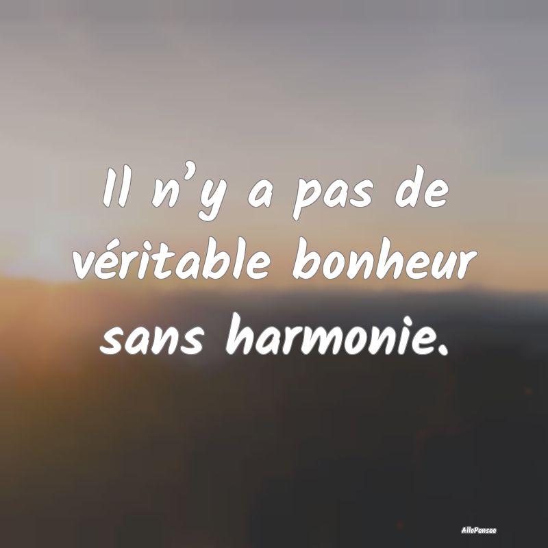 Il n’y a pas de véritable bonheur sans harmonie.
