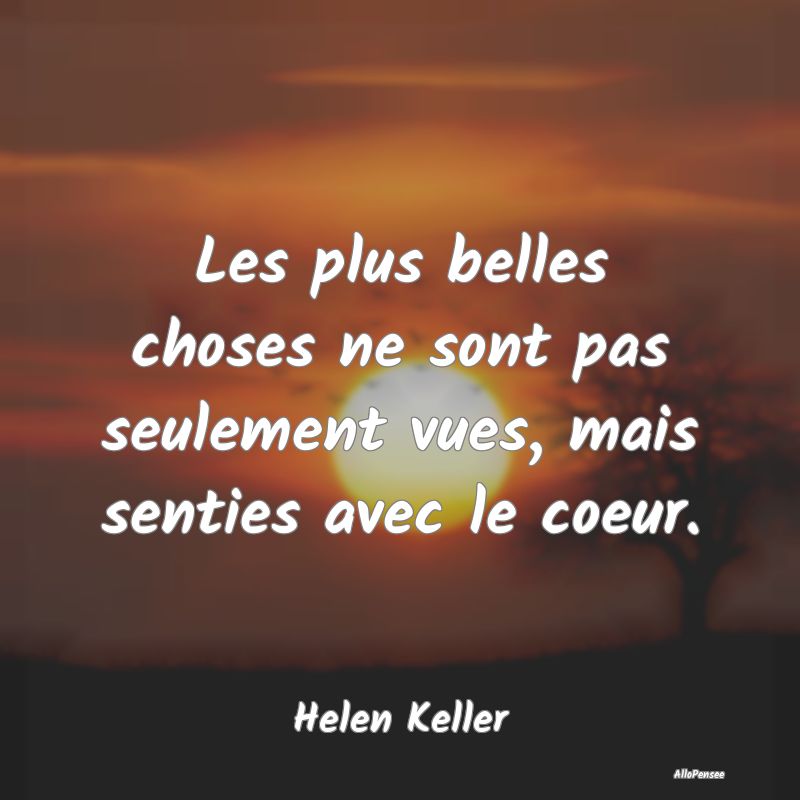 Les plus belles choses ne sont pas seulement vues, mais senties avec le coeur.