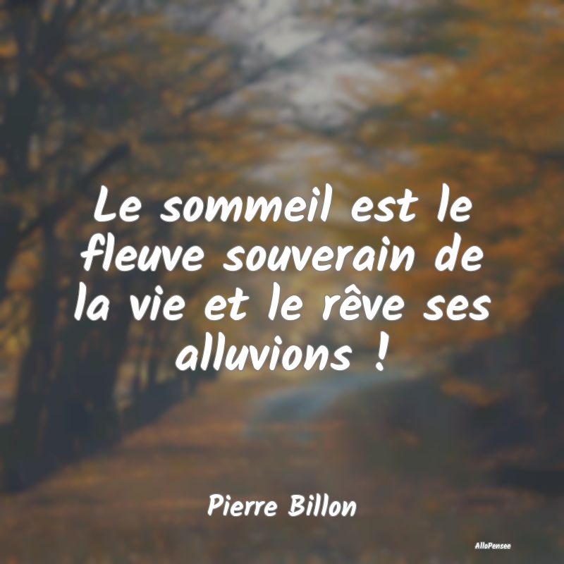 Le sommeil est le fleuve souverain de la vie et le rêve ses alluvions !
