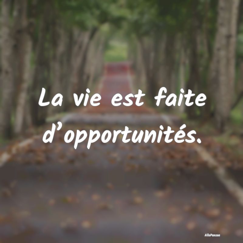 La vie est faite d’opportunités.
...