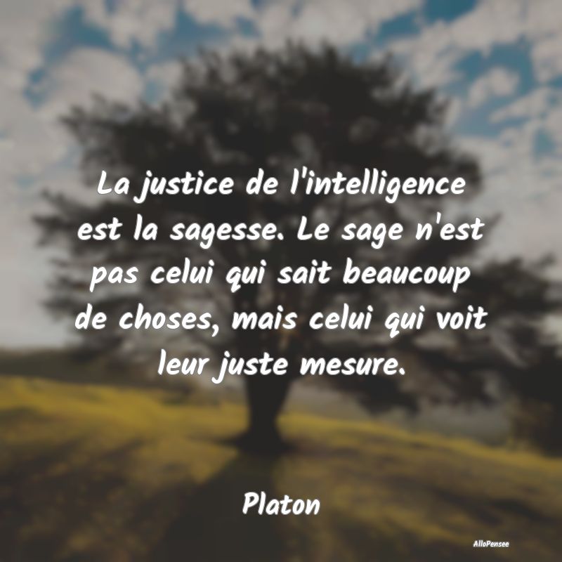 La justice de l'intelligence est la sagesse. Le sa...