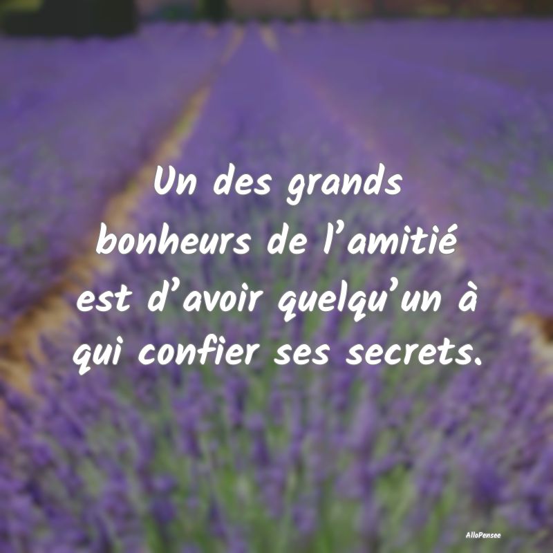 Un des grands bonheurs de l’amitié est d’avoir quelqu’un à qui confier ses secrets.