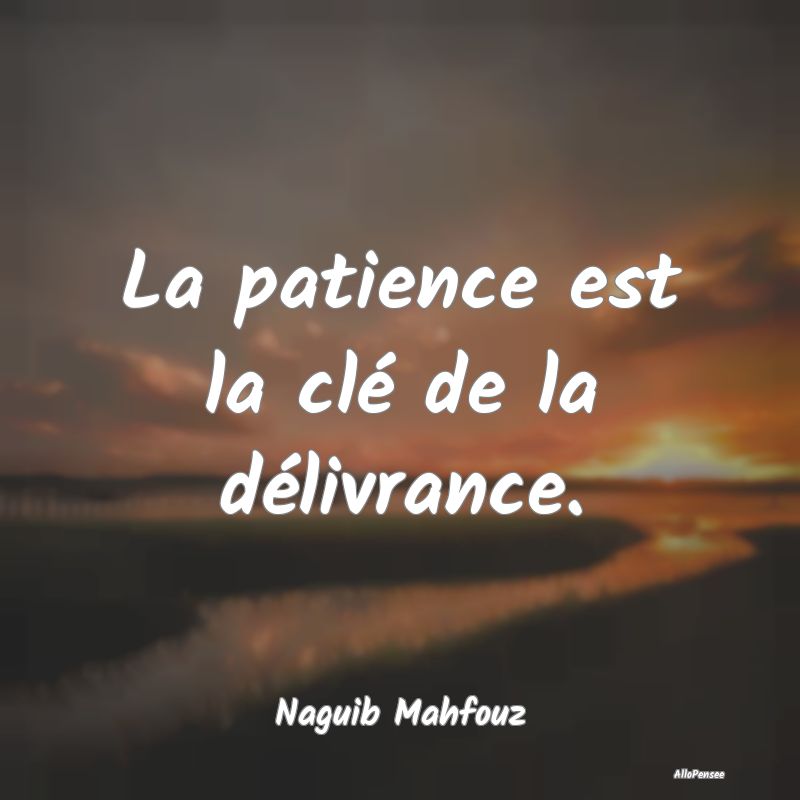 La patience est la clé de la délivrance....